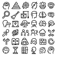 Poster - Black vector set of web and business communication icons for internet and office use