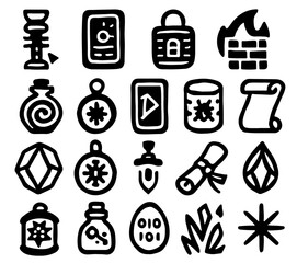 Poster - Christmas holiday vector icon set with festive tree, party, and gift illustrations