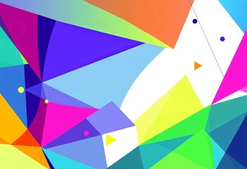 Poster - Modern abstract geometric shapes in vibrant corporate colors, Webinar,  online