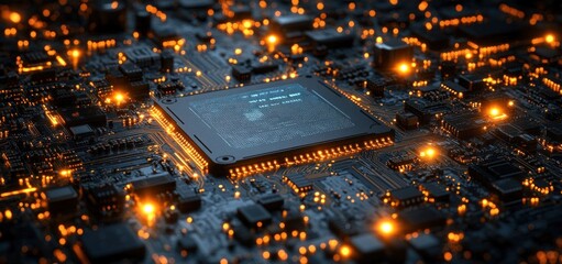 Poster - Close-up of a glowing circuit board