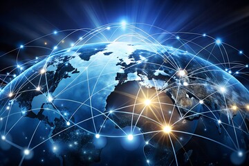 communication technology with global internet network connected lines