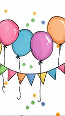 Poster - A colorful bunch of balloons soaring through the air