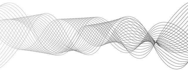 Poster - Abstract modern background with black and white wavy lines dynamic, symmetrical, and continuous waveform pattern. Smooth flowing effect that resembles oscillating waves or frequency and motion.