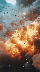 Poster - A massive explosion of orange and yellow smoke fills the air