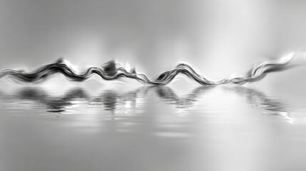 Poster - Waves gently ripple across a calm water surface in a minimalistic black and white palette. The reflection creates a tranquil atmosphere, evoking a sense of peace during twilight.