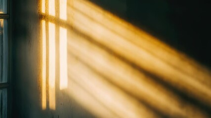 Poster - Bright sunlight shines through a window and illuminates the wall, creating a warm and cozy atmosphere