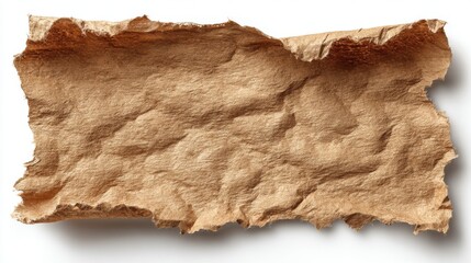 Poster - A piece of crumpled brown paper lies on a flat surface, showcasing its textured surface and rustic appearance, ideal for creative projects and artistic applications.