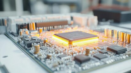 Poster - Detailed view of a computer motherboard components