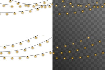 Wall Mural - Christmas bulbs twinkle with gentle shine. Wreath light chain wraps celebration invite. Neon sparkle shapes warm visual mood. Transparent light arc highlights festive promo.