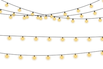 Wall Mural - Christmas bulbs twinkle with gentle shine. Wreath light chain wraps celebration invite. Neon sparkle shapes warm visual mood. Transparent light arc highlights festive promo.