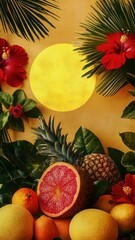 Poster - A colorful arrangement of fresh fruits sits atop a table, perfect for a market display or still life photography