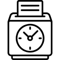 Poster - Time card punch clock outline icon vector