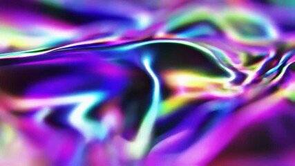 Poster - Abstract holographic fluid texture loop with vibrant iridescent colors in motion, flowing pattern. Generated AI