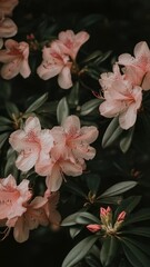 Poster - A close-up shot of a bouquet of pink flowers with green leaves