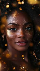 Poster - Close-up shot of a woman with glitter makeup, great for beauty or fashion concepts