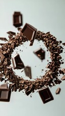 Poster - A decorative circle made of pieces of chocolate on a table, perfect for parties or events