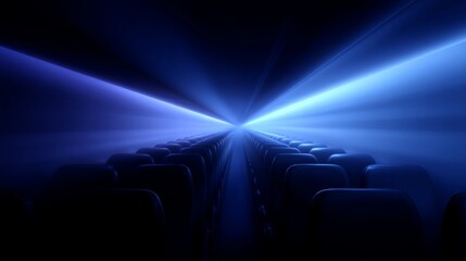 Aufkleber - A mesmerizing light display shines through a dark space. This atmospheric image captures a sense of depth and intrigue. Perfect for artistic projects or background use. AI