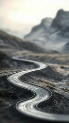 Poster - A winding road surrounded by mountains