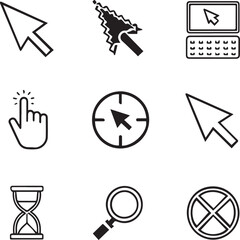Fototapete - Mouse Cursor Icons: A selection of minimal mouse cursor icons offers a variety of sleek shapes for graphic interfaces, enhancing user experience and engagement.
