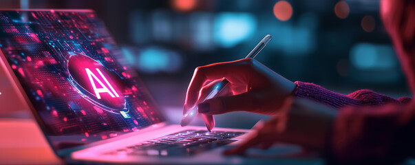 Person using a laptop Ai concept