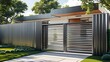 © Olinka N - Modern gate and sleek architecture in a residential area during daytime
