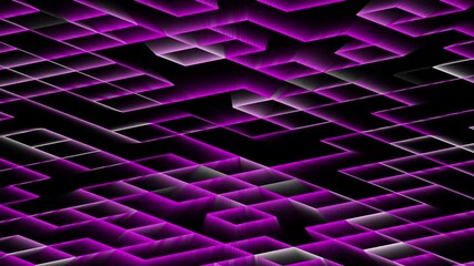 Wall Mural - purple and white glowing grid maze, futuristic geometric animation background