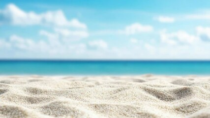 Wall Mural - a serene sandy beach with a clear blue ocean in the background, perfect for relaxation and sunbathin