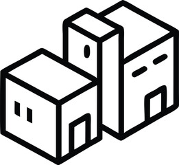 Poster - Blue and black and white boxes with some furniture, vector illustration