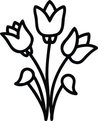 Poster - Black and white flower vector illustration, a nature symbol design silhouette