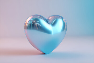 Poster - Chrome heart reflecting pastel colors on a gradient background