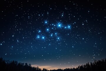 Wall Mural - Twinkling Celestials at Twilight: A Deep Blue Canvas Adorned with Dazzling Stars