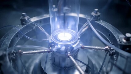 Poster - complex machinery featuring a glowing core and intricate tubes and wires embodies advanced technolog