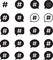 Poster - Collection of Hashtag Icons Featuring Punctuation Marks for Social Media and Online Communication Purposes in Various Creative Styles