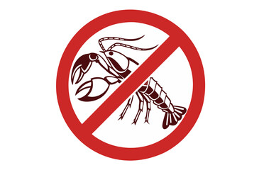 Fototapete - No crayfish allowed sign red circle isolated on transparent background