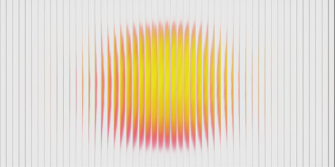Poster - Abstract glass gradient circle with neon ribbed effect and reeded sphere texture. Futuristic fractal pattern for holographic background or tech backdrop. Vibrant rainbow blob with fluid yellow blend.
