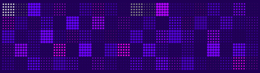 Poster - Soft and smooth abstract halftone gradient dots technology. Halftone gradient background. Futuristic pattern of dots collected in squares. Color effects in vector.