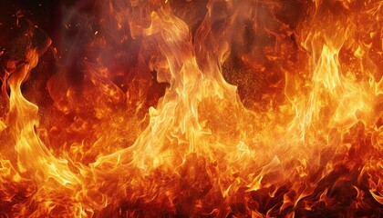 Aufkleber -  intense swirling fire flames background for dramatic web design, print branding, digital art texture, or high impact visual element with vivid orange and red tones