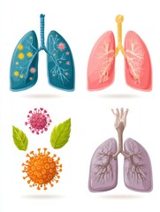 Poster - Visual Chart Illustrating Early Symptoms of Lung Cancer and Respiratory Health Indicators in a Clear and Informative Manner