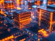 © Dariya - Glowing Orange Data Center Servers on Dark Circuit Board