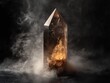 © Dariya - Glowing Smoky Quartz Crystal Point with Smoke on Dark Background