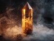 © Dariya - Glowing Smoky Quartz Crystal Point with Smoke on Dark Background