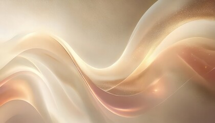 Poster - luxurious fluid beige and gold abstract wave background with glowing silk texture and soft shimmer for web design, branding, digital wallpaper, or print media

