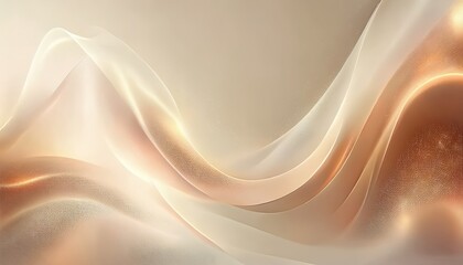 Poster - luxurious fluid beige and gold abstract wave background with glowing silk texture and soft shimmer for web design, branding, digital wallpaper, or print media

