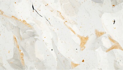 Wall Mural - white marble texture with gold veins, beige shards, and black speckles on polished stone background 