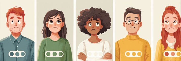 Poster - Emotional Check-In Guide Illustrating Different Emotional States for Social Stories in a Simple, Approachable Style