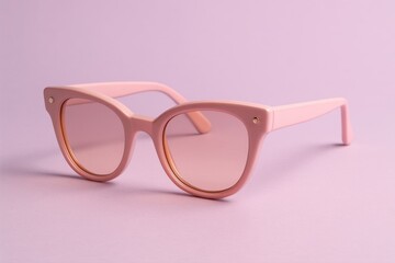 Poster - Elegant pink sunglasses on a matching pink background, showcasing modern fashion and summer style with a touch of retro charm, capturing a vibrant and stylish look.