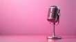 © SUMA - Silver retro Microphone on Pink Background Minimal Podcast Cover