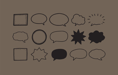 Poster - Hand drawn speech bubbles set various shapes and styles communication design elements