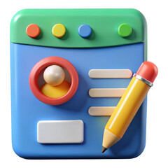 Fototapete - 3d rendered user profile form with pencil isolated on transparent background