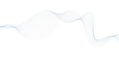 Poster - Abstract modern minimalist style design featuring flowing blue lines wavy pattern light against a clean white background.